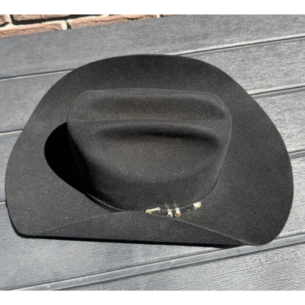 Resistol 6X Beaver Black Cowboy Hat Western Buckle Open Crown Felt 7 1/8 XXXXXX